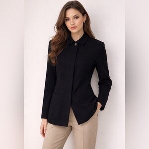 Vintage 90’s Hugo Buscati Collection Classic Black 100% Wool Long Blazer Size 8